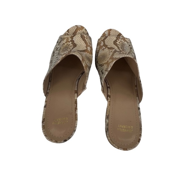 Johnston & Murphy Tan Cream Snake Print Cork Heeled Sandals Size 9 Women’s - Picture 5 of 9